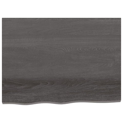 Table Top Dark Brown 80x60x(2-4) cm Treated Solid Wood Oak