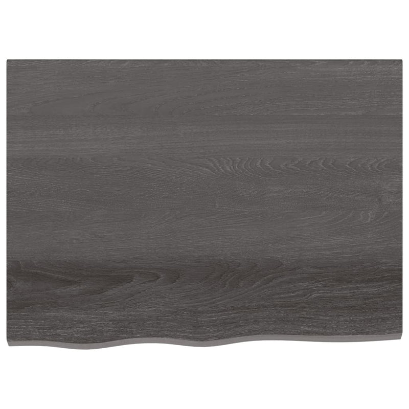 Table Top Dark Brown 80x60x(2-4) cm Treated Solid Wood Oak