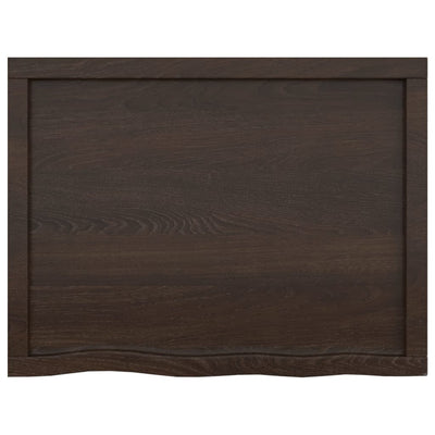 Table Top Dark Brown 80x60x(2-4) cm Treated Solid Wood Oak