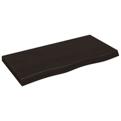 vidaXL Table Top Dark Brown 100x50x(2-6) cm Treated Solid Wood Oak 2