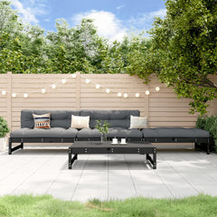 4 Piece Garden Lounge Set Grey Solid Wood Pine Black pine