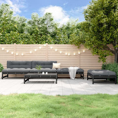 5 Piece Garden Lounge Set Solid Wood Pine Black