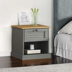 vidaXL Bedside Cabinet VIGO Grey 42x35x42 cm Solid Wood Pine 1