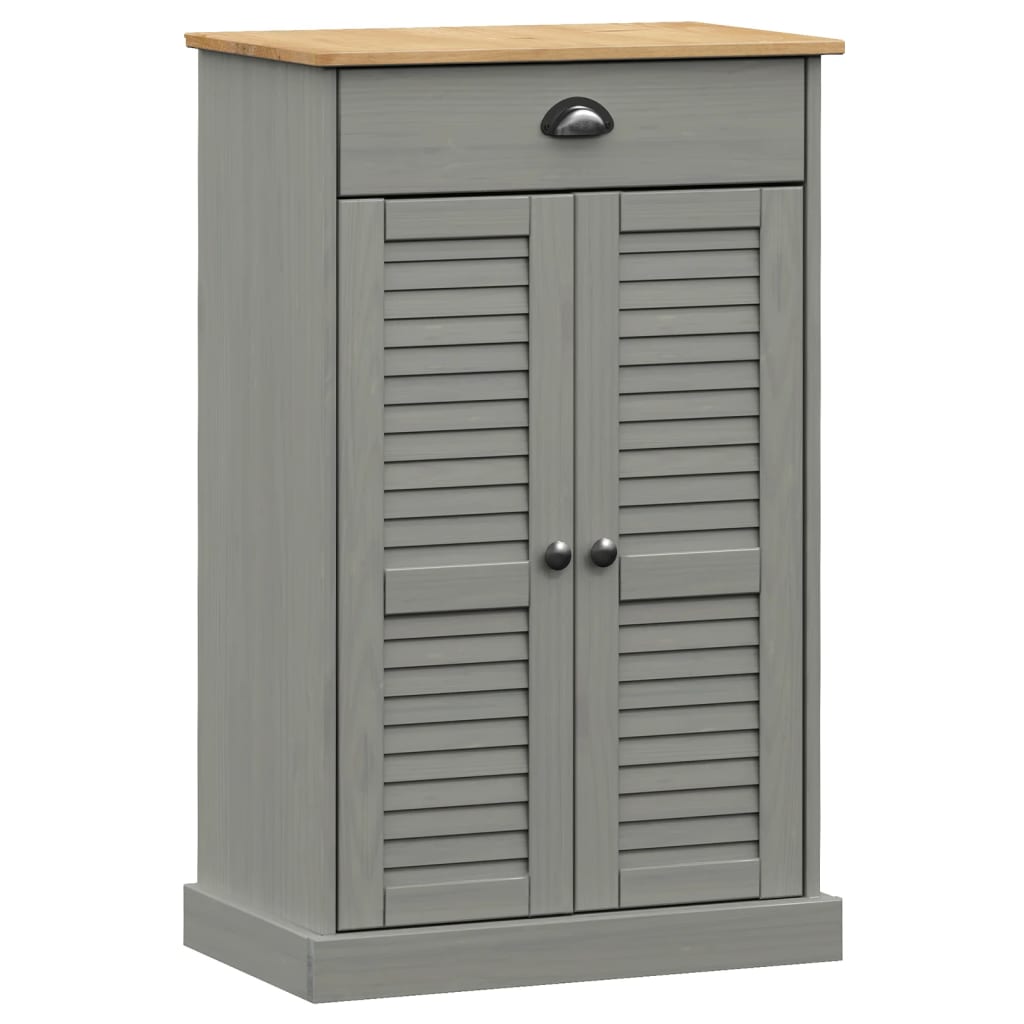vidaXL Shoe Cabinet VIGO Grey 60x35x96 cm Solid Wood Pine 2