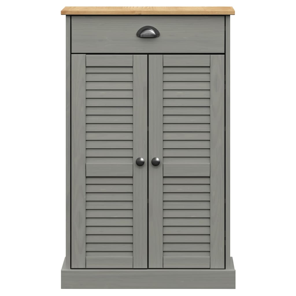 vidaXL Shoe Cabinet VIGO Grey 60x35x96 cm Solid Wood Pine 4