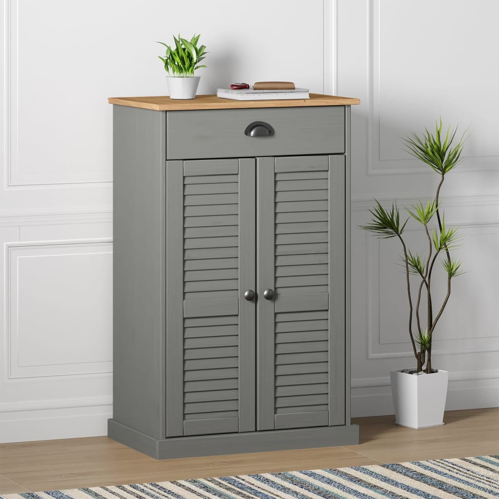 vidaXL Shoe Cabinet VIGO Grey 60x35x96 cm Solid Wood Pine 1