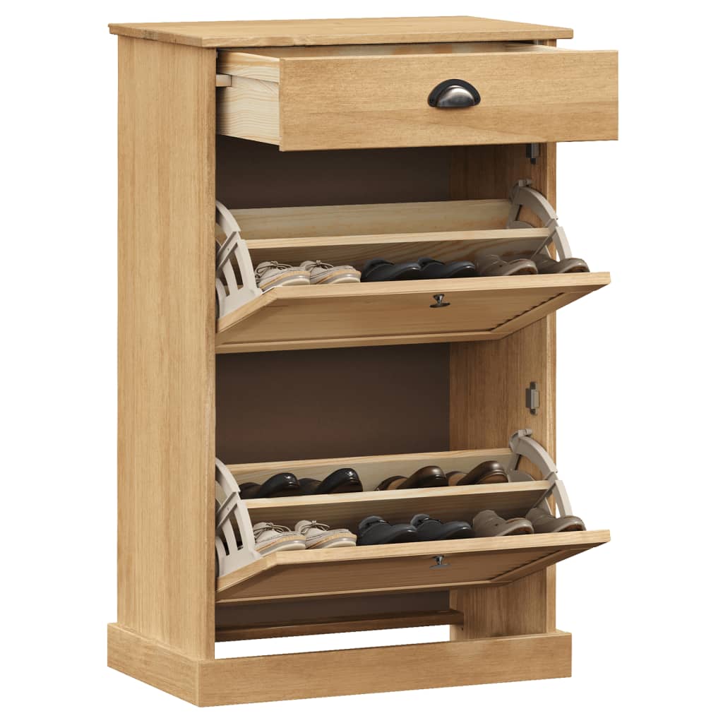 vidaXL Shoe Cabinet VIGO 60x35x96 cm Solid Wood Pine 3