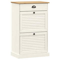 vidaXL Shoe Cabinet VIGO 60x35x96 cm White Solid Wood Pine 2