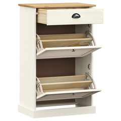 vidaXL Shoe Cabinet VIGO 60x35x96 cm White Solid Wood Pine 4