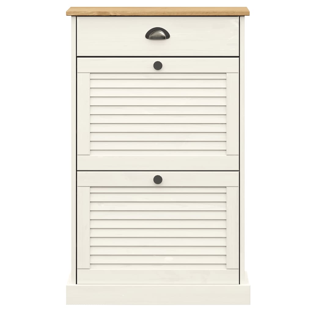 vidaXL Shoe Cabinet VIGO 60x35x96 cm White Solid Wood Pine 5