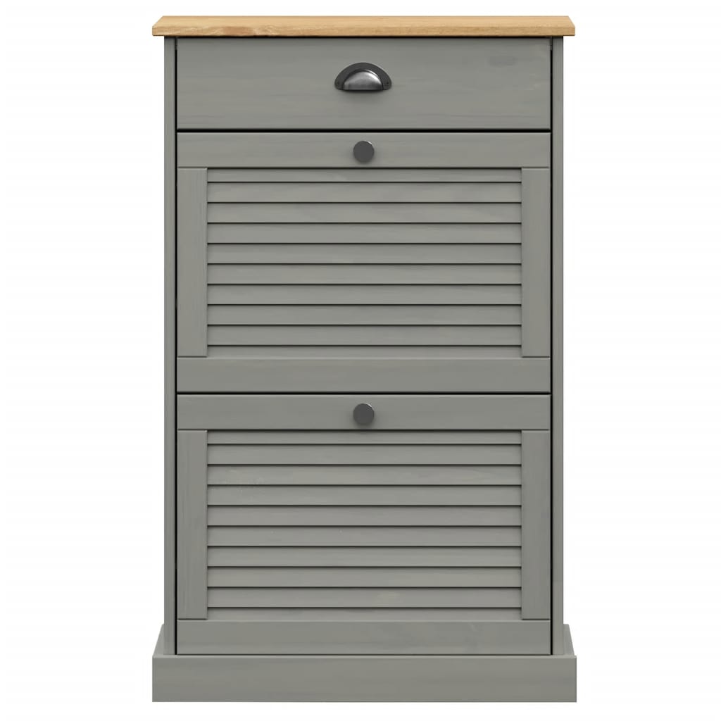vidaXL Shoe Cabinet VIGO 60x35x96 cm Grey Solid Wood Pine 5