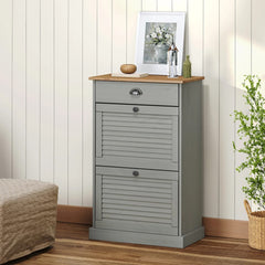 vidaXL Shoe Cabinet VIGO 60x35x96 cm Grey Solid Wood Pine 1