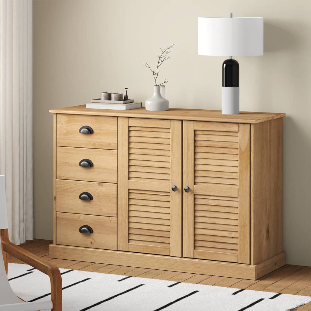 Sideboard with Drawers "VIGO" 113x40x75 cm Solid Wood Pine Brown