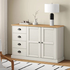 Sideboard with Drawers "VIGO" 113x40x75 cm Solid Wood Pine White