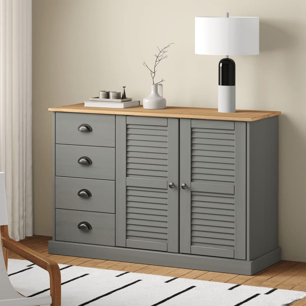 Sideboard with Drawers "VIGO" 113x40x75 cm Solid Wood Pine Grey