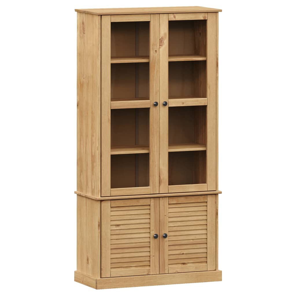Glass Display Cabinet "VIGO" 85x35x170 cm Solid Wood Pine Brown