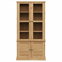 Glass Display Cabinet "VIGO" 85x35x170 cm Solid Wood Pine Brown