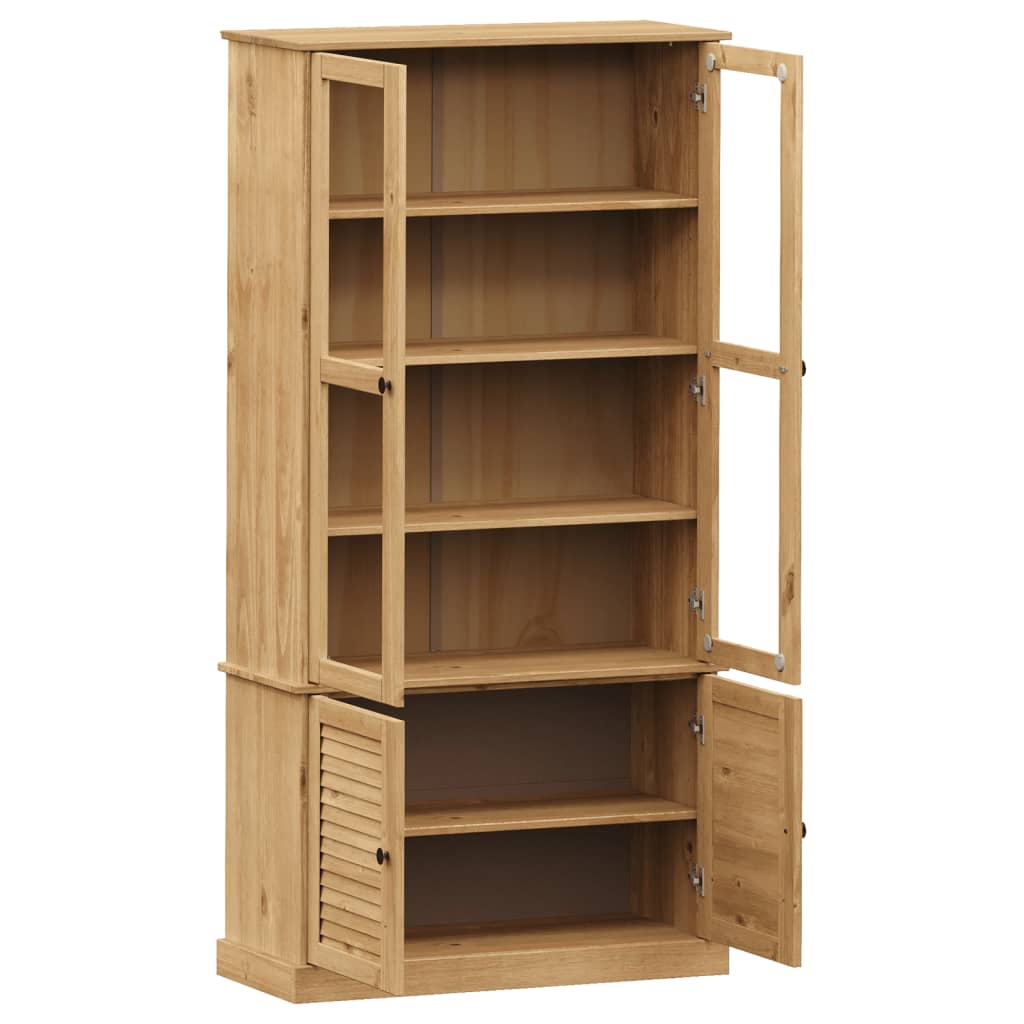 Glass Display Cabinet "VIGO" 85x35x170 cm Solid Wood Pine Brown