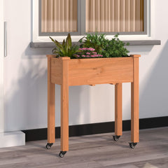 vidaXL Wheeled Planter with Liner Brown 71x37x80 cm Solid Wood Fir 1