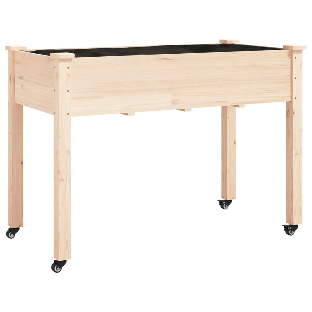 vidaXL Wheeled Planter with Liner 118x59x80 cm Solid Wood Fir 2
