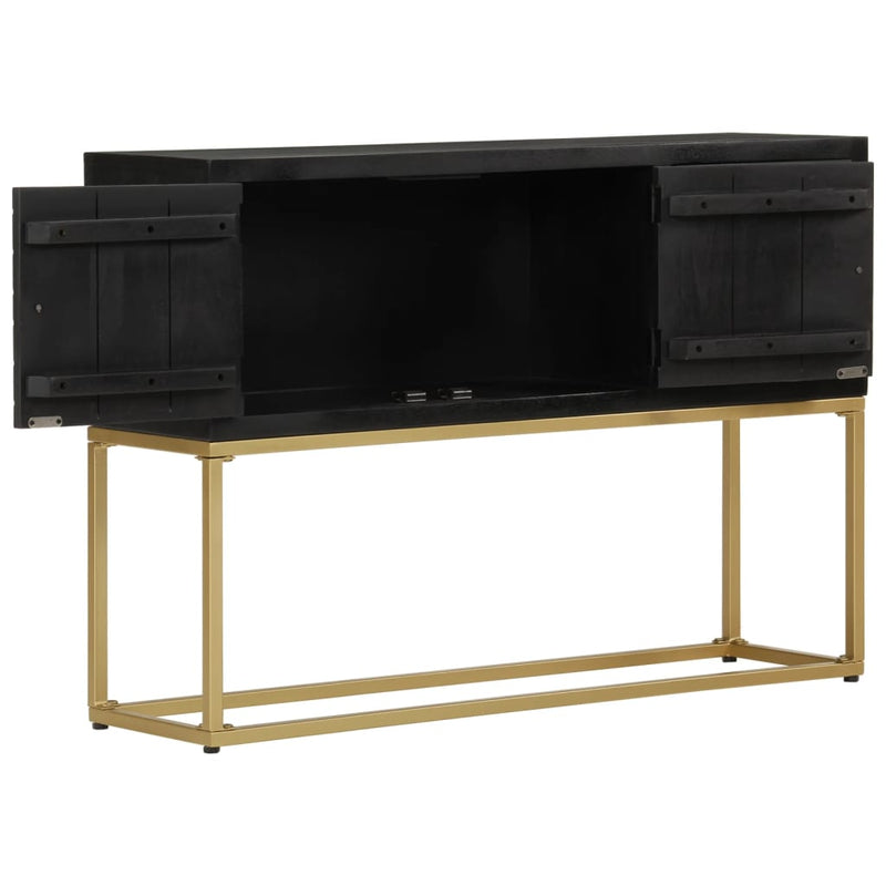 Sideboard Black and Gold 110x30x75 cm Solid Wood Mango