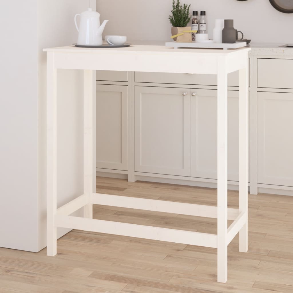 vidaXL Bar Table White 100x50x110 cm Solid Wood Pine 3