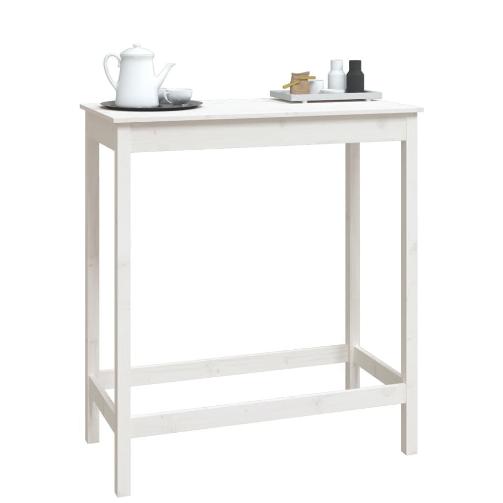 vidaXL Bar Table White 100x50x110 cm Solid Wood Pine 4