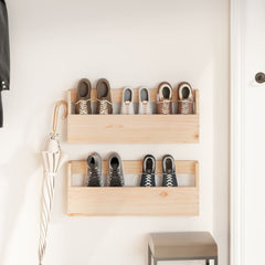 vidaXL Wall-mounted Shoe Racks 2 pcs 59x9x23 cm Solid Wood Pine 3
