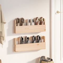 vidaXL Wall-mounted Shoe Racks 2 pcs 59x9x23 cm Solid Wood Pine 1