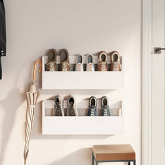 vidaXL Wall-mounted Shoe Racks 2 pcs White 59x9x23 cm Solid Wood Pine 3
