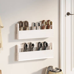 vidaXL Wall-mounted Shoe Racks 2 pcs White 59x9x23 cm Solid Wood Pine 1