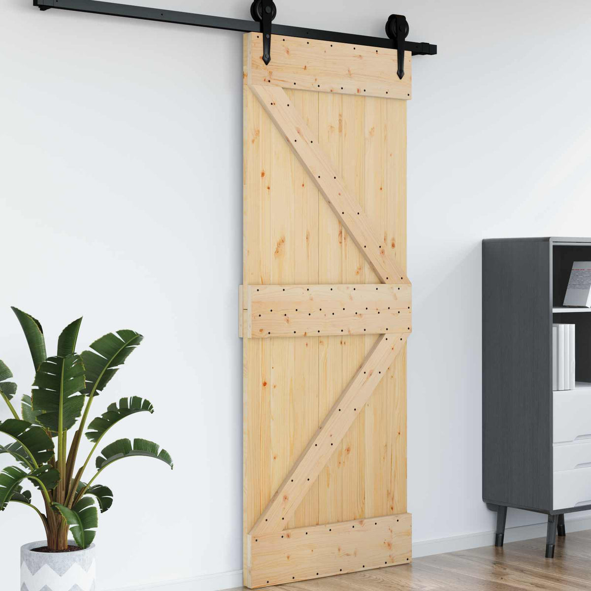 Door NARVIK Solid Pine Wood (Untreated) Natural Triangle 70 x 210 cm