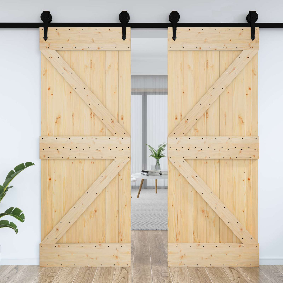 Door NARVIK Solid Pine Wood (Untreated) Natural Triangle 70 x 210 cm