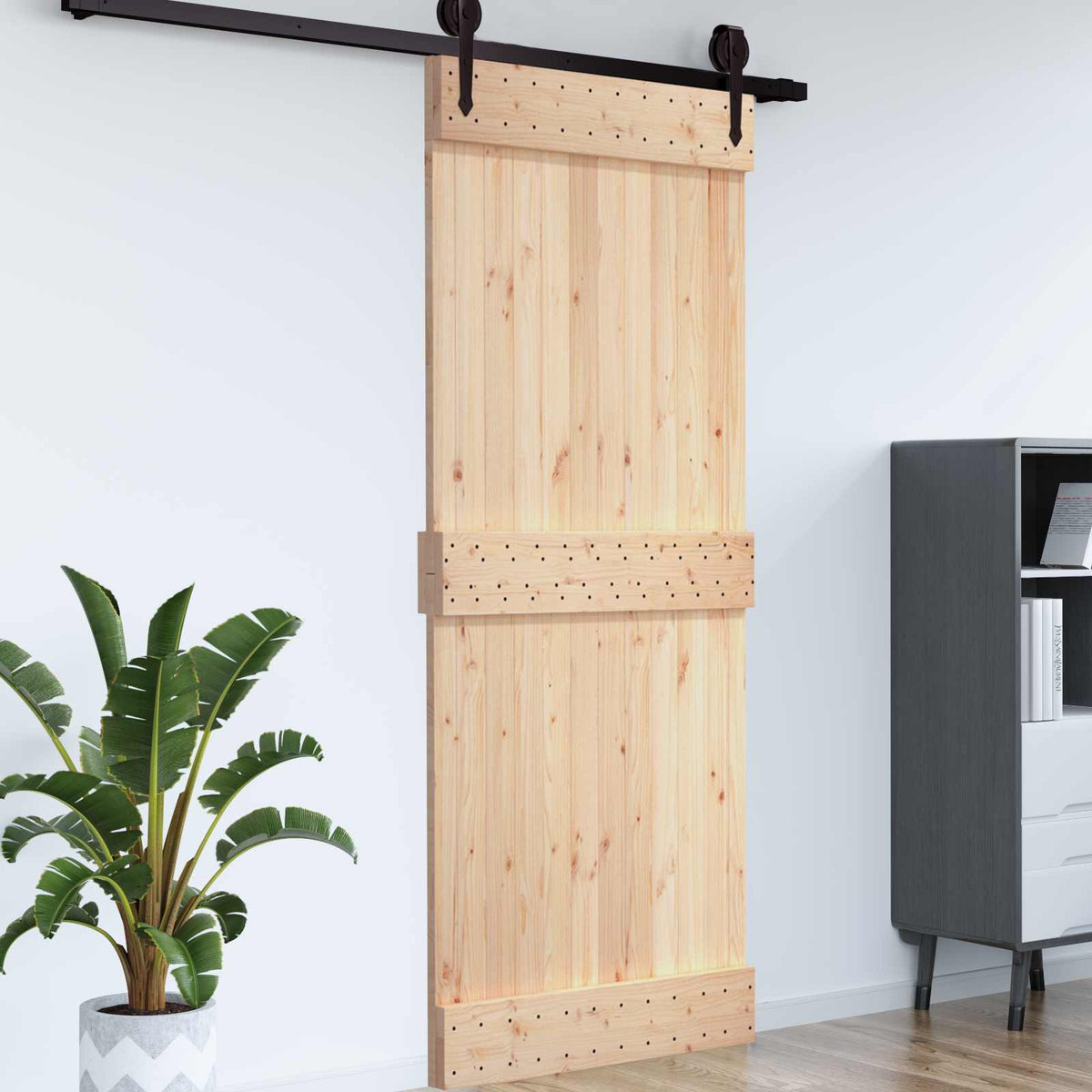 Flat Door NARVIK Solid Pine Wood (Untreated) Natural Normal 70 x 210 cm