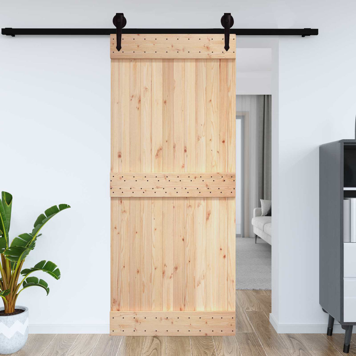 Flat Door NARVIK Solid Pine Wood (Untreated) Natural Normal 70 x 210 cm