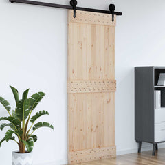 Flat Door NARVIK Solid Pine Wood (Untreated) Natural Normal 80 x 210 cm