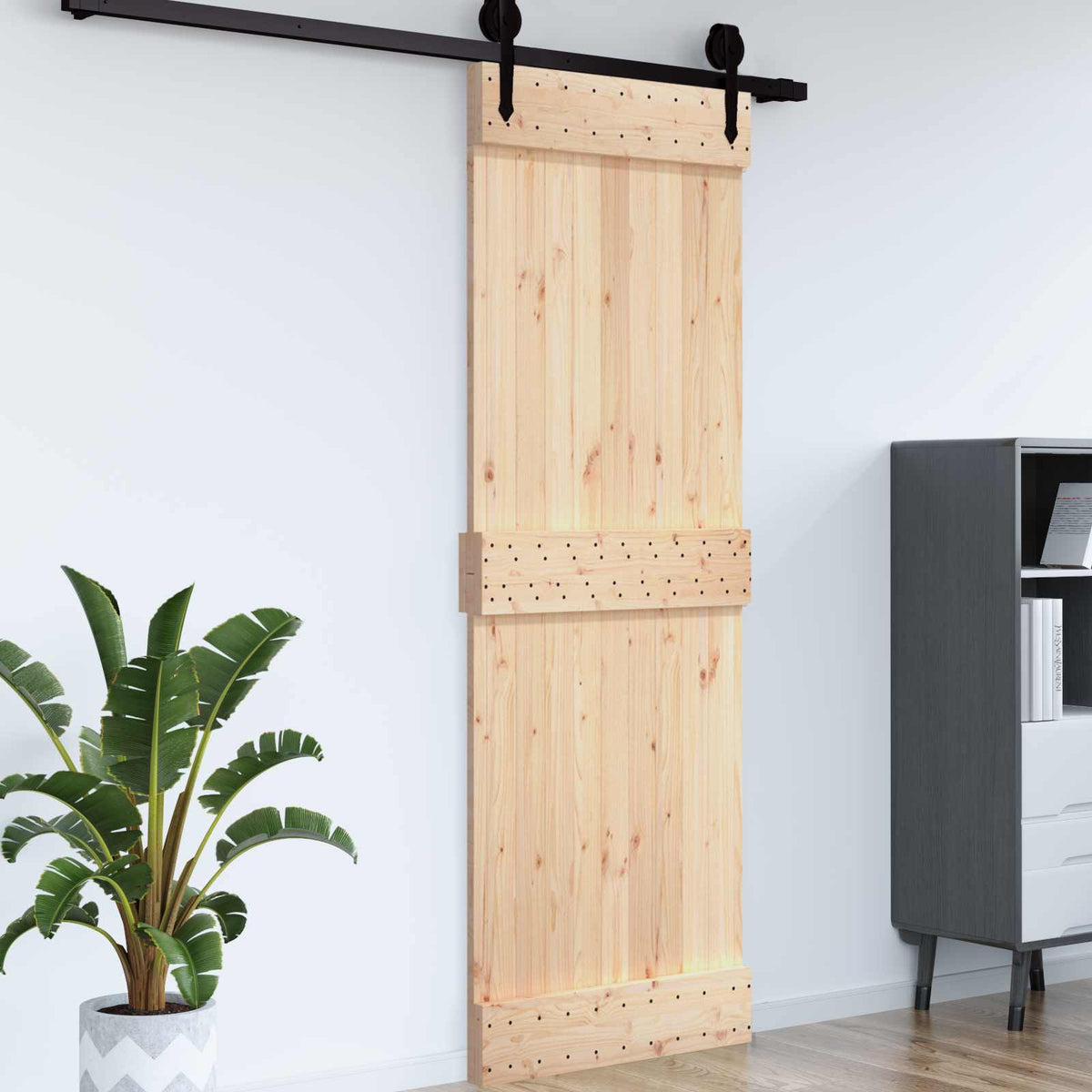 Flat Door NARVIK Solid Pine Wood (Untreated) Natural Normal 85 x 210 cm