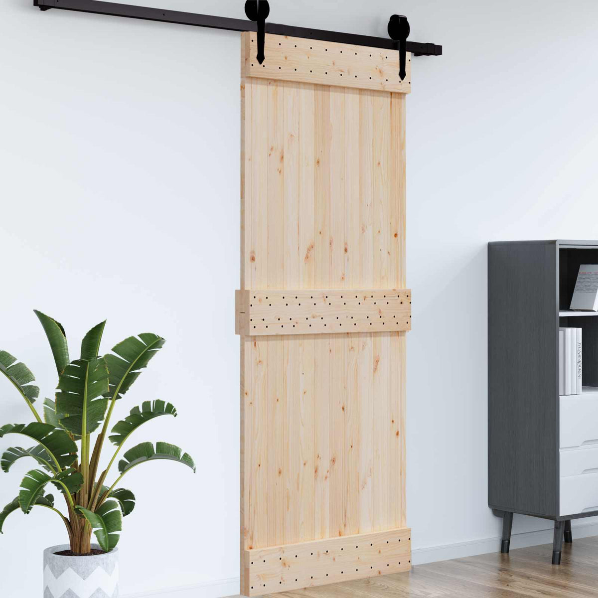 Flat Door NARVIK Solid Pine Wood (Untreated) Natural Normal 95 x 210 cm