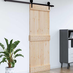 Flat Door NARVIK Solid Pine Wood (Untreated) Natural Normal 95 x 210 cm