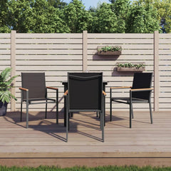 5 Piece Garden Dining Set Black Textilene and Steel 80 cm table length 4