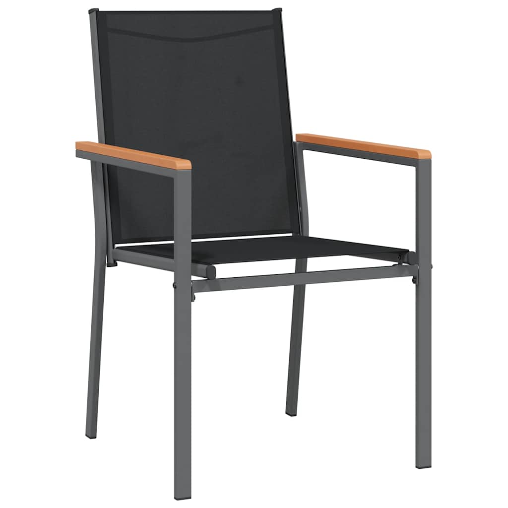 5 Piece Garden Dining Set Black Textilene and Steel 140 cm table length 4
