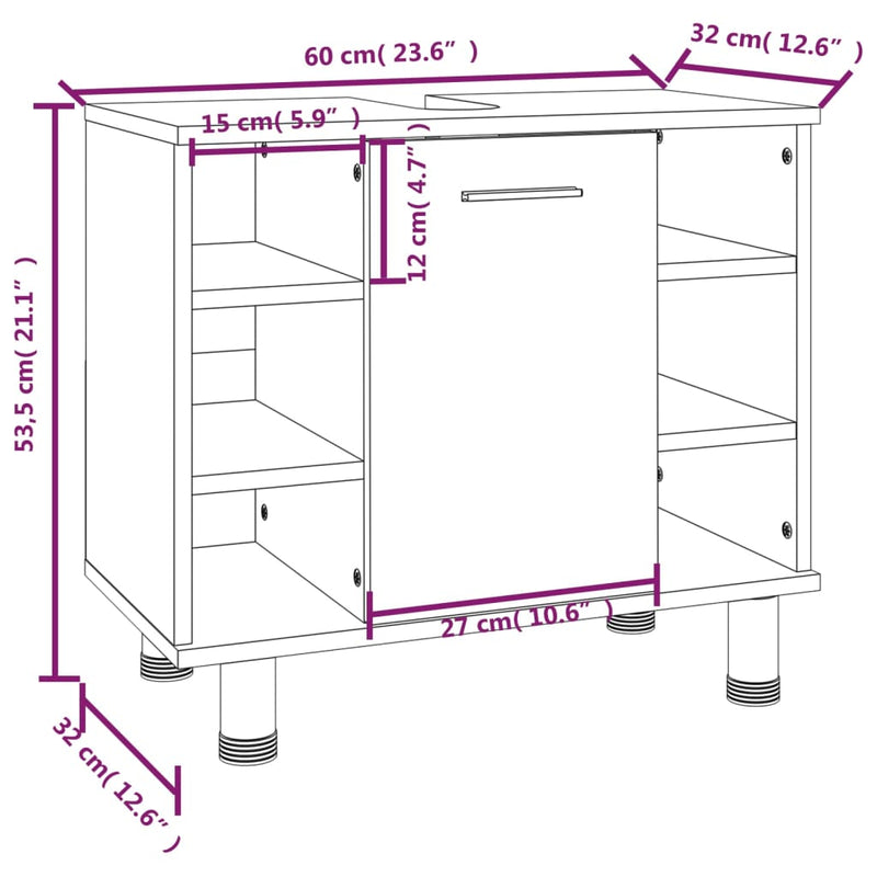 Juego de gabinetes de baño de 3 piezas de madera de ingeniería Sonoma gris