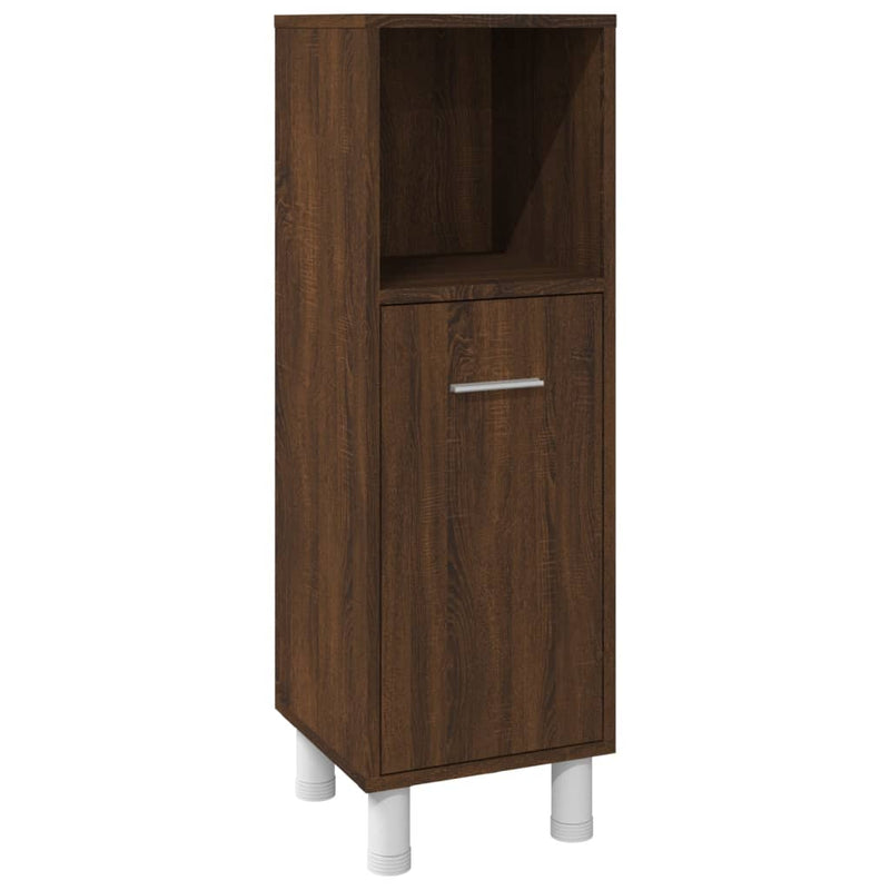 3 Piece Bathroom Cabinet Set Brown Oak Engineered Wood