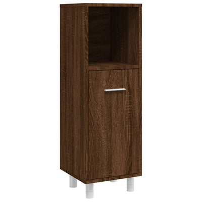 4 Piece Bathroom Cabinet Set Brown Oak Engineered Wood