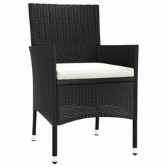 3 Piece Garden Bistro Set with Cushions Poly Rattan Black