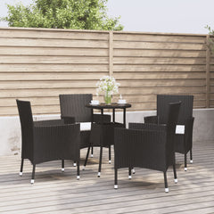 3 Piece Garden Bistro Set with Cushions Poly Rattan Black