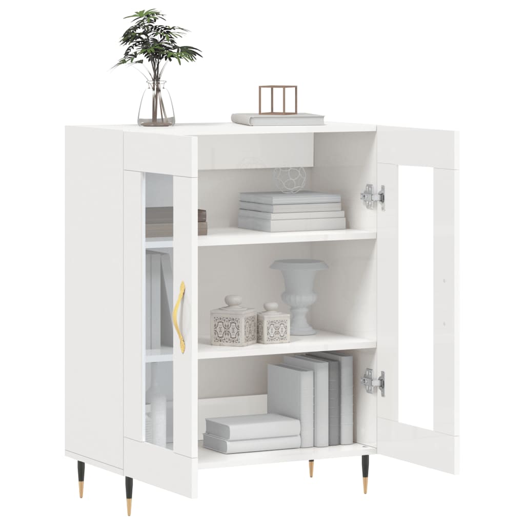 vidaXL Sideboard High Gloss White 69.5x34x90 cm Engineered Wood 4