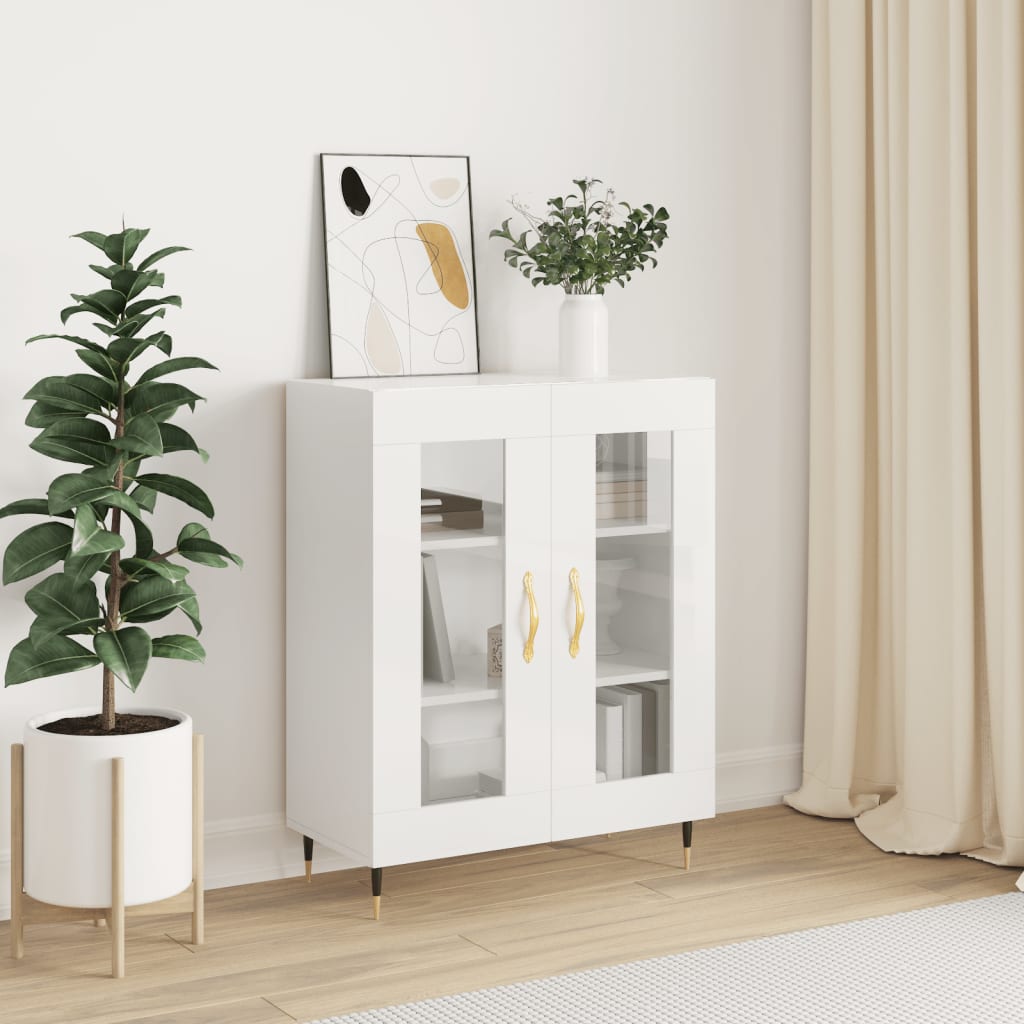 vidaXL Sideboard High Gloss White 69.5x34x90 cm Engineered Wood 1