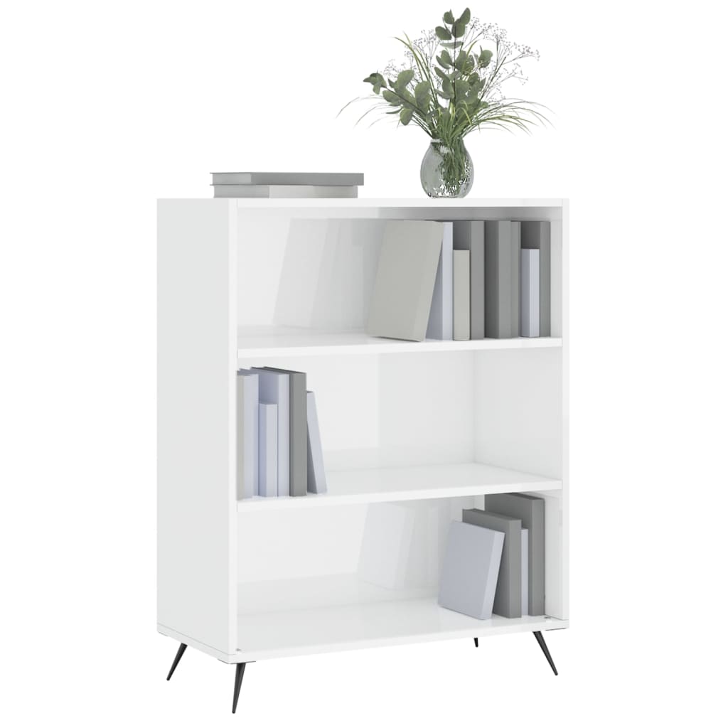 vidaXL Bookcase High Gloss White 69.5x32.5x90 cm Engineered Wood 3