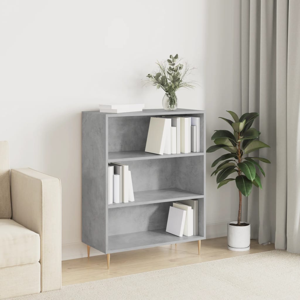 vidaXL Bookcase Concrete Grey 69.5x32.5x90 cm Engineered Wood 1